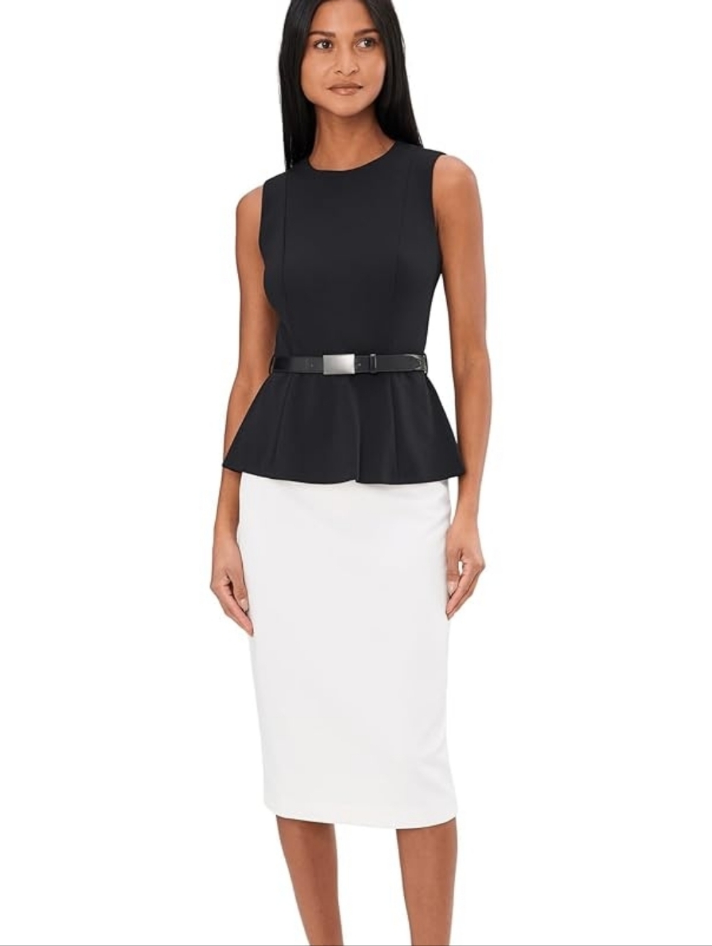 Last Price NWT Calvin Klein Crewneck Color-Block Midi Dress Firm No Offers